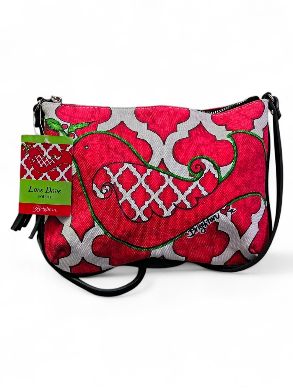 Brighton Love Dove Crossbody Pouch Holiday Canvas Bag NWT Dove Print